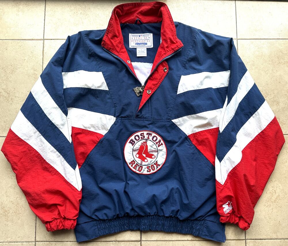 Boston Red Sox 90s STARTER windbreaker Pullover 1/2 jacket L navy MLB vintage